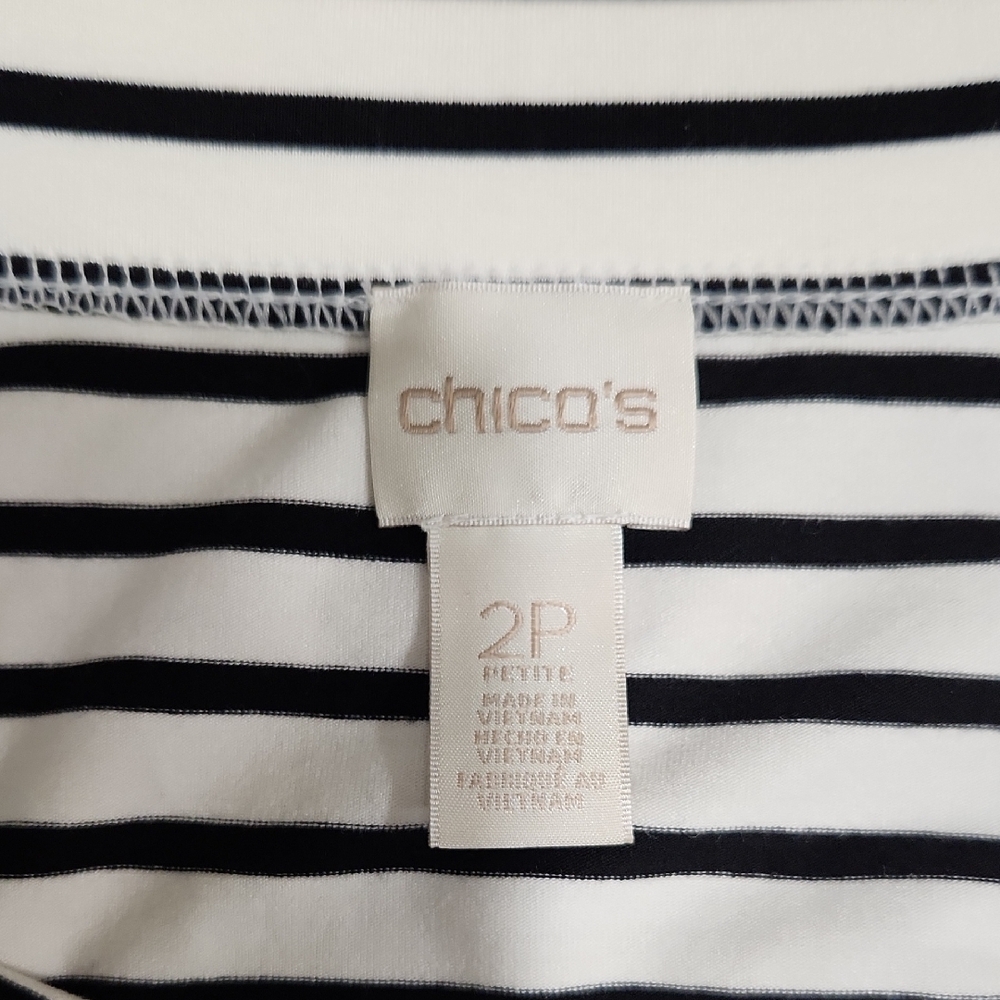Chico's Black & White Striped Maxi Skirt with Tie-Front Top - Picture 3 of 5